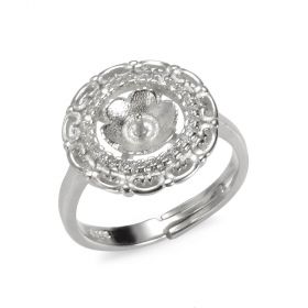 Sterling Silver Rhinestone Surrounded Halo Style Ring Base for Pearl Jewelry DIY