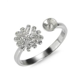 Rhinestone Flower Ring Settings Sterling Silver Pearl Ring Base Adjustable Jewelry Accessories