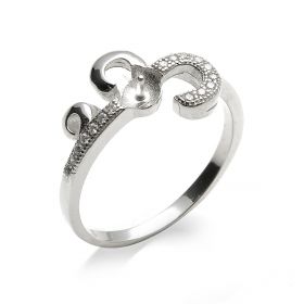925 Silver CZ Ring Mounting Jewelry Findings 9RM41