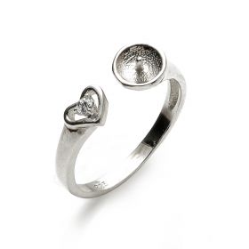 925 Sterling Silver Heart Ring Mountings Jewelry Findings 9RM70