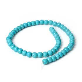 8mm Blue Turquoise Beads Round Loose Gemstone Beads for Jewelry Making DIY 1 Strand 16.5 Inch (54-55pcs)