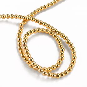 Gold Plated Hematite Gemstone Round Loose Beads 4mm 16 inch Strand