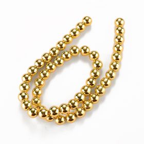 Round Gold Color Electroplating Hematite Loose Beads 8.5mm for Women DIY Jewelry