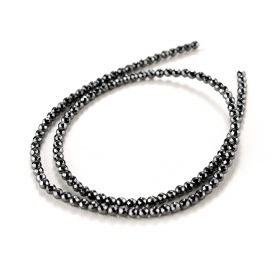 Black Hematite Beads for Jewelry Making 3mm Round Faceted Seed Spacers 16"
