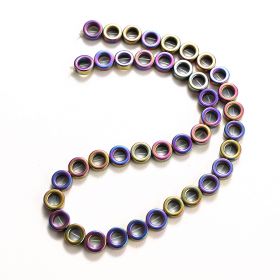 Jewelry Making Beads 10mm Rainbow Hematite Gemstone Rainbow Rim Halo Circle Loose Beads 16"