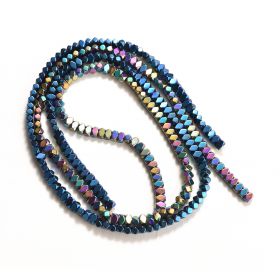 Hexagon Shape Rainbow/Blue Hematite Loose Beads Craft DIY Jewelry Findings 5*3mm 16"