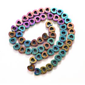 Rainbow Heart Shape Loose Hematite Beads For Jewelry Making 16" Full Strand