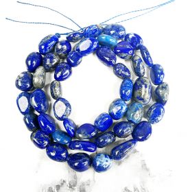 Oval Blue Lapis Lazuli Beads Semi Precious Gemstone Beads for Jewelry Making Strand 16 Inch