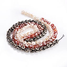 Multi Color Agate Tibetan Dzi Beads Faceted Round Eye Beads Full Strand 15"