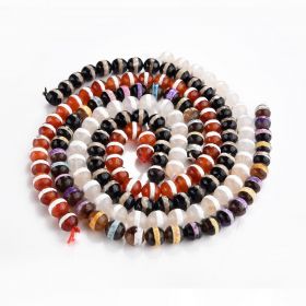 Faceted Dzi Agate Stone Beads with One Stripe Religious Tibetan Beads 8-12mm 15 inch