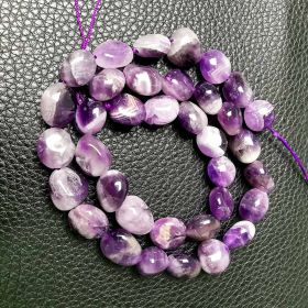 Loose DIY Charm Smooth Amethyst Stone Beads for Bracelet Necklace Earrings Jewelry Making Accessories