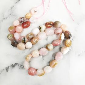 DIY Charm Smooth Pink Opal Loose Bead Strand for Bracelet Necklace Earrings Jewelry Making Accessories