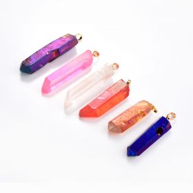 Colorful Crystal Stone Point Pendant Beads Gemstone Boho Jewelry Gold Plated Bail