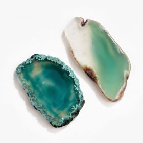 Undrilled Green Agate Stone Geode Slices Coasters Cup Mat Irregular Home Decoration Collection
