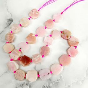 Flat Irregular Pink Opal Stone Beads for Handmade Beading Bracelet Jewelry 16 inch/1 Strand