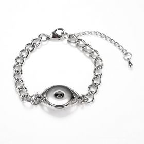Interchangeable Jewelry Oval Link Chain Snap Bracelet Silvertone Fits 18-20mm Snap Button