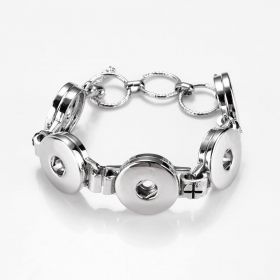 DIY 5 Snap Interchangeable Bracelet Cross Jewelry Adjustable Fits Snap Buttons