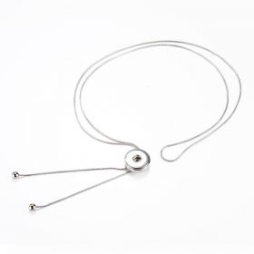Alloy Snap Button Necklace Snake Chain Round Silver Tone Fit 18mm/20mm Snap Buttons 20 inch