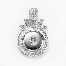 Charm Unique Alloy Snap Button Pendant with Rhinestone for DIY Jewelry Accessories