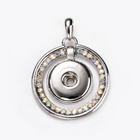 Alloy with Shiny Rhinestone Halo Snap Button Pendant for DIY Interchangeable Snap Jewelry