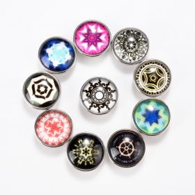 DIY Snap Button Making Mixed Color Pattern Glass Cabochons and Alloy Snap Buttons 18mm Dia.