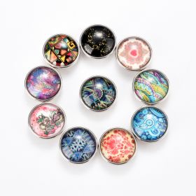 18mm Alloy Snap Buttons Fit Snap Button Bracelet Ring Jewelry Round Multi Pattern At Random