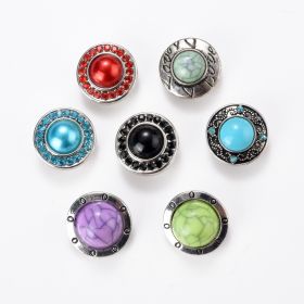 Alloy Imitation Pearl Snap Buttons Charms Fits Ginger Snap & Noosa Snap Jewelry 18mm Dia. Mixed Color