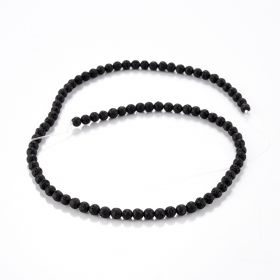4mm Black Lava Stone Beads Gemstone Strand Bulk for DIY Diffuser Bracelet Chakra Jewelry Making