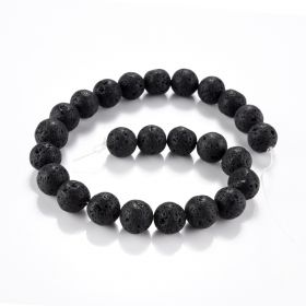 Black Lava Gemstone Loose Beads Well Polished Round 16mm Energy Stone Beads for Jewelry Making