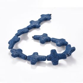 Cross Shape Lava Stone Loose Beads For DIY Necklace Bracelets Earring Fashion Jewelry Making 15.5"