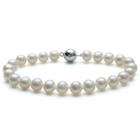 Natural White AAA Off-Round 7-8mm Freshwater Pearl Bracelet B53514