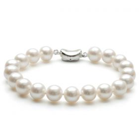 Perfectly Round White AAA+ 9-10mm Pearl Bracelet 925 Sterling Silver Clasp B6587