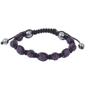 Charm Handwork Braided Bracelet Adjustable with 10mm Discoball Beads Pave Rhinestones