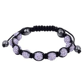 Romantic Purple Disco Balls Bracelet Beaded Pave Rhinestones Adjustable Jewelry