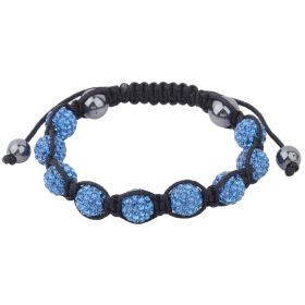 Beauty Blue Disco Balls Beads Inlaid Rhinestones Adjustable Bracelet Jewelry