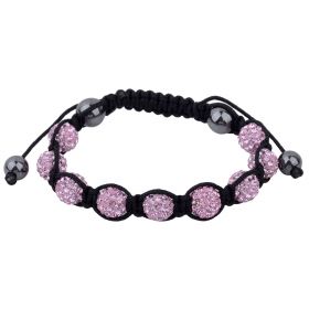 Graceful Pink Discoball Beaded Inlaid Rhinestones Fashion Handmade Woven Bracelet