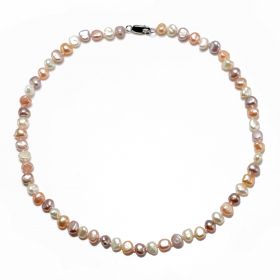 6-7mm, 7-8mm Nugget Freshwater Cultured Pearls Necklace 925 Silver Clasp for Women