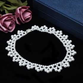 Vintage Ladies White Faux Pearl Bib Collar Necklace