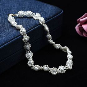 Women's White Imitation Pearls Choker Bridal Necklace