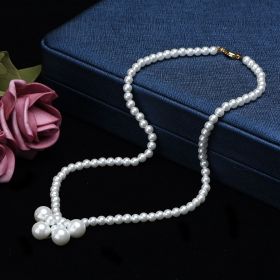 Round White Imitation Pearl Wedding Necklace for Brides