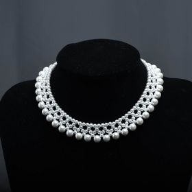 Vintage White Faux Pearl Bib Necklace Statement Bridal Choker Necklace