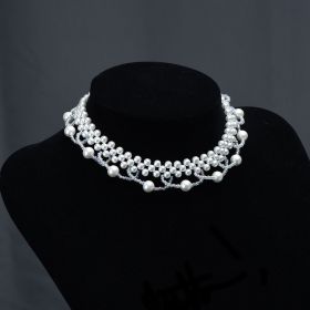Faux Pearl Crystal Beaded Choker Collar Necklaces Elegant Wedding Jewelry