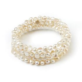6-7mm Nugget White Freshwater Cultured Pearls Bangle Bracelet for Girls