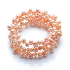 Pink 6-7mm Freshwater Cultured Pearls Bangle Bracelet Girls Fashion Jewelry