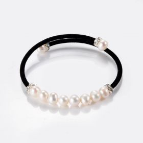 7-8mm White Freshwater Cultured Potato Pearls Bracelet Memory Wire Opening Bangle
