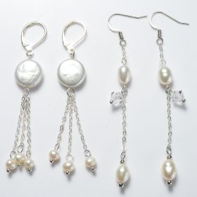 Unique Design Women's Trendy Pearls Long Dangle Earrings with Copper Fittings 2 kinds for reference
