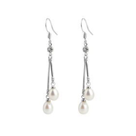 Fashionable 6-8 mm Freshwater Drop Pearls Earrings Copper Jewelry Accessory Setting