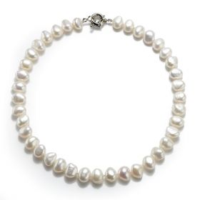 10-11mm Nugget White Freshwater Pearl Single Strand Necklace