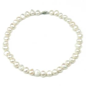 10-11mm White Nugget Freshwater Cultured Pearls Single Strand Necklace