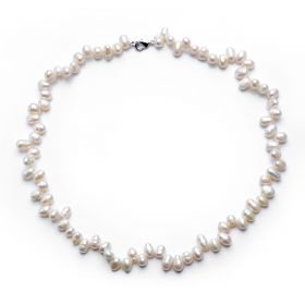 Fancy Ladies White Freshwater Pearl Single Strand Necklace Side-drilled 6-7mm Pearls